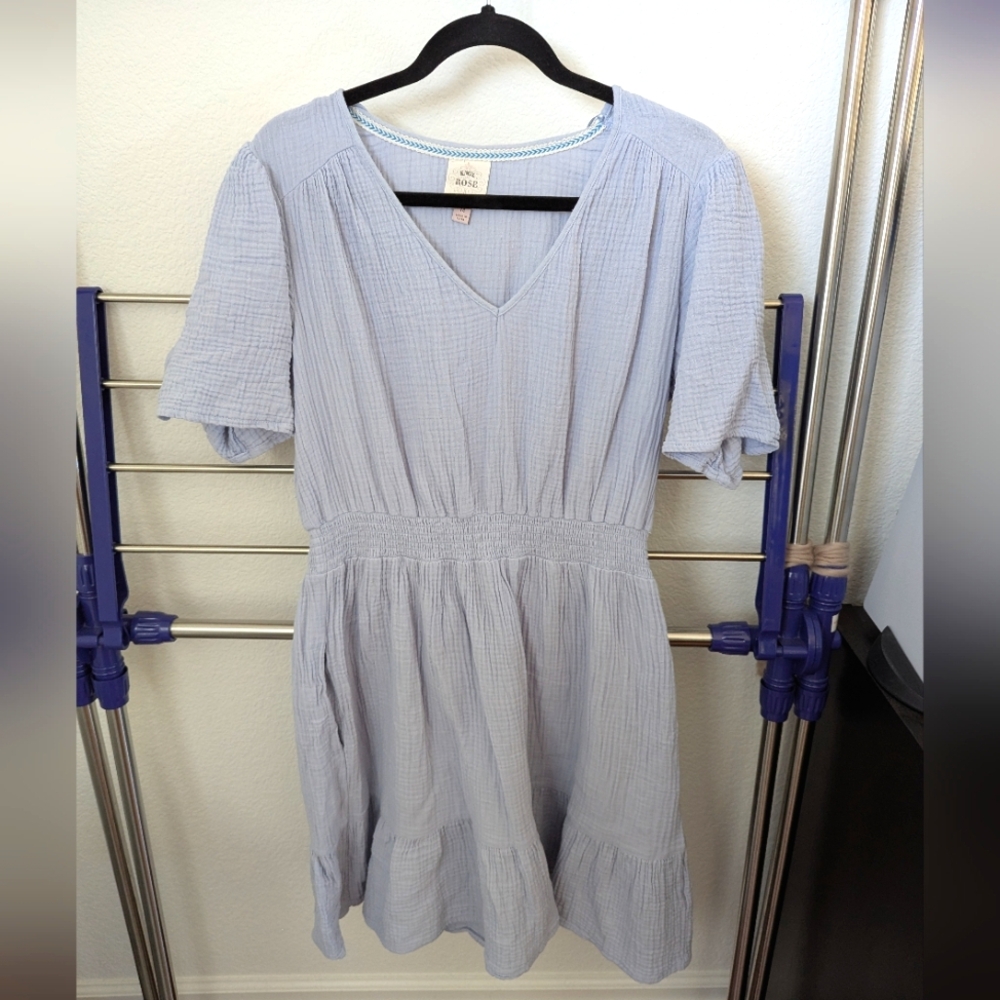 Knox Rose (Target) cotton gauze knee length dress with pockets, M, like new